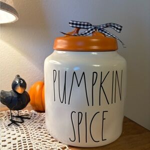 Rae Dunn Pumpkin Spice Jar - Orange and Cream